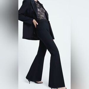 New River Island Size 12 Black Wide Leg Boot Cut Trouser